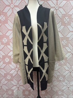Heather Hansen Designs Pender Island BC Linen Blend Open Jacket Cardigan Sz M/Lg